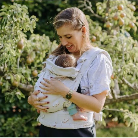 Fidella Fusion babycarrier with buckles - Cotton Flower - Pale Grey